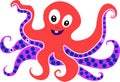 Smiling red cartoon octopus Royalty Free Stock Photo